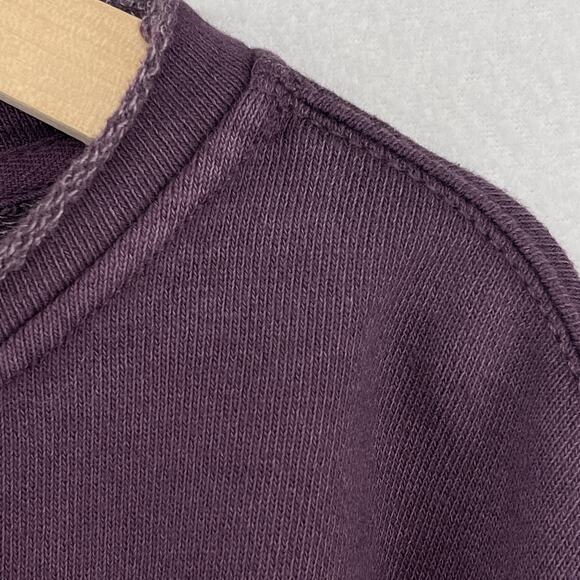 AERIE Sweatshirt Womens L Ruffle French Terry Oversized Raw Hems Purple NEW - Picture 10 of 16